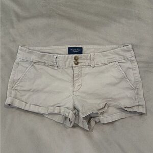 American Eagle Outfitters Beige Cuffed Jean Shorts